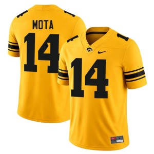 Gold IOWA #14 College Football Men's University Alex Mota Jersey 199788-617