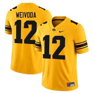 Gold Billy Weivoda #12 High School Hawks Mens College Football Jersey 770136-638