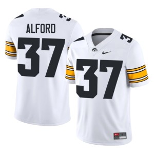 White Brayton Alford Mens College Football UIowa Player #37 Jersey 985181-248