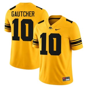 Gold Official #10 Hawks Men's College Football Burke Gautcher Jerseys 668443-285