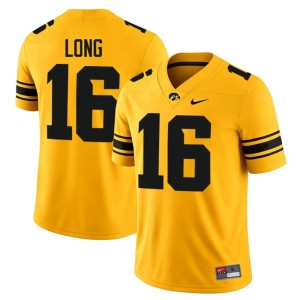 Gold College Football #16 Men Iowa Official Chuck Long Jersey 798528-976