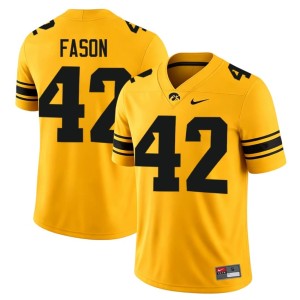 Gold Stitched Men Hawkeyes College Football David Fason #42 Jersey 797812-909