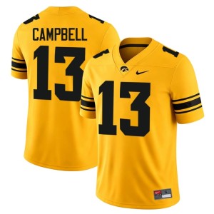 Gold Drew Campbell #13 Game College Football UIowa Mens Jersey 511215-624