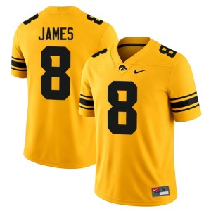 Gold College Football #8 Embroidery Men's Evan James University of Iowa Jersey 128611-891