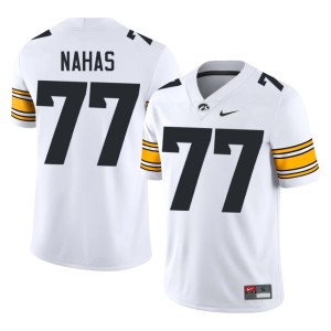 White #77 Men Official University of Iowa College Football George Nahas Jerseys 145039-728