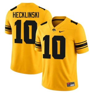 Gold #10 Men Hawkeyes Jeremy Hecklinski College Football Replica Jersey 517368-660