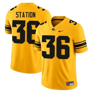 Gold Men's U of I College Football Player #36 Larry Station Jersey 382426-354