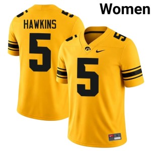 Gold #5 Womens NCAA College Football Iowa Anthony Hawkins Jerseys 515402-443