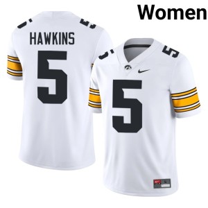 White #5 College Football Women Anthony Hawkins Stitched UIowa Jersey 349347-642