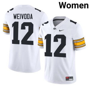 White #12 Billy Weivoda Game College Football Iowa Hawkeyes Women Jerseys 534940-532