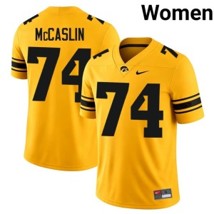 Gold High School College Football #74 Iowa Hawkeyes Womens Bodey McCaslin Jerseys 287951-216