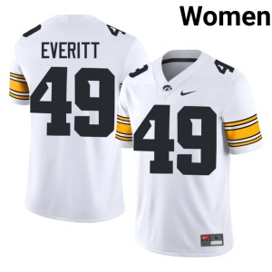 White #49 Women's College Football High School University of Iowa Boston Everitt Jersey 765732-969