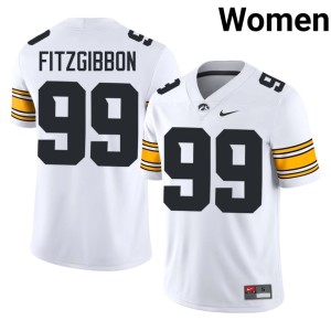 White Brad Fitzgibbon College Football Womens University of Iowa Game #99 Jersey 147256-631