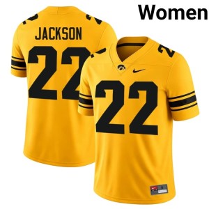 Gold High School #22 Hawkeyes Women's College Football Braeden Jackson Jerseys 497216-587