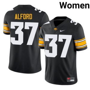 Black College Football Stitched Brayton Alford Womens #37 University of Iowa Jerseys 965006-194