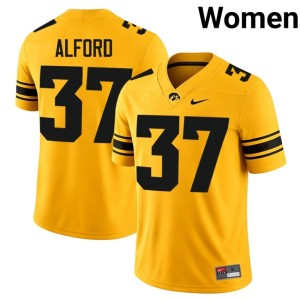 Gold Brayton Alford College Football Women #37 IOWA Hawkeyes Player Jersey 294542-959