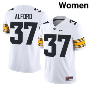 White Women College Football Hawks Replica #37 Brayton Alford Jersey 951173-844
