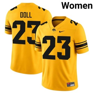 Gold College Football Womens #23 Brevin Doll Stitched UIowa Jersey 168682-619