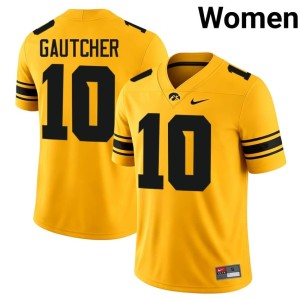 Gold College Football Iowa Hawkeyes Burke Gautcher #10 Game Womens Jerseys 556454-310