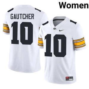 White Women's Iowa Alumni Burke Gautcher College Football #10 Jersey 679059-245