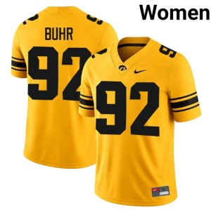 Gold Iowa #92 College Football Caden Buhr Women High School Jersey 359416-809