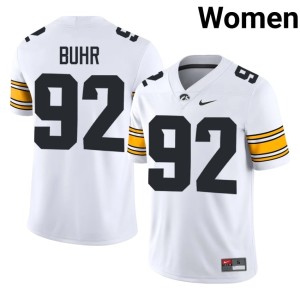 White Caden Buhr Womens #92 Stitched College Football IOWA Hawkeyes Jersey 177097-244