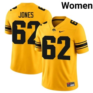 Gold Women's University of Iowa Athletics Cal Jones #62 College Football Game Jerseys 658769-816
