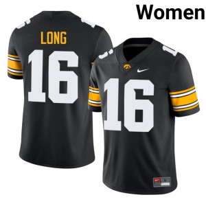 Black University of Iowa Alumni Chuck Long Women #16 College Football Jersey 193636-615