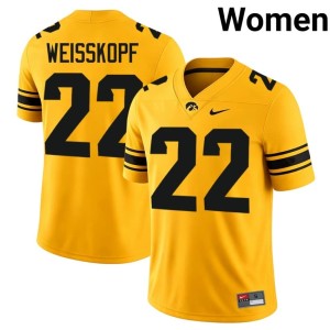 Gold Game Women's Derek Weisskopf College Football #22 IOWA Jersey 594848-114