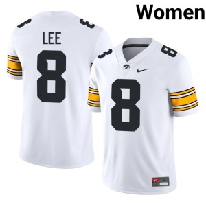White #8 Deshaun Lee College Football Women Player University of Iowa Jerseys 356101-554