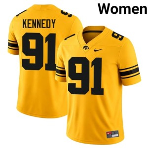 Gold Devan Kennedy Iowa Hawkeyes College Football Game Womens #91 Jerseys 874534-534