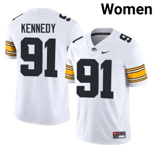 White #91 College Football IOWA Hawkeyes Devan Kennedy Women's High School Jersey 289311-426