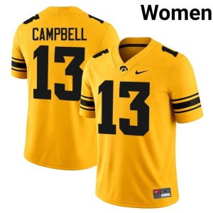 Gold 2026-27 Iowa Hawkeyes College Football Drew Campbell #13 Women's Jersey 578637-848