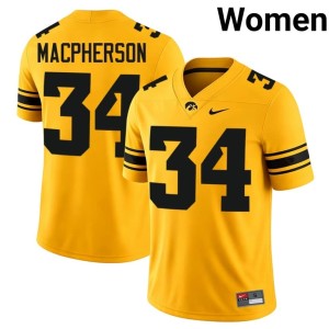 Gold Iowa Hawkeyes College Football Women's #34 High School Drew MacPherson Jersey 903088-927