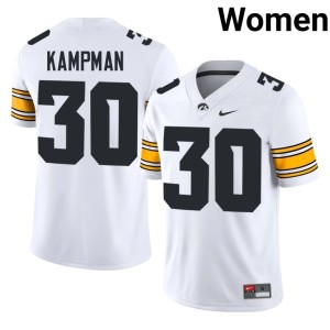 White Eli Kampman Player #30 Women College Football Iowa Jerseys 405037-713
