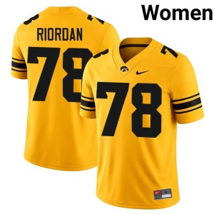 Gold Women's #78 College Football Official IOWA Hawkeyes Gene Riordan Jerseys 732681-828