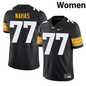 Black Hawkeyes College Football Womens George Nahas #77 Player Jersey 535638-280