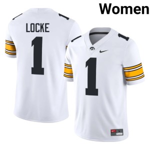 White Womens Replica #1 College Football Gordon Locke IOWA Hawkeyes Jerseys 959607-684