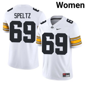 White #69 Womens College Football Hawkeyes Official Ike Speltz Jersey 292359-942