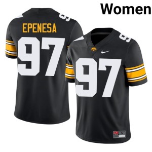 Black IOWA Hawkeyes Womens #97 2026-27 College Football Iose Epenesa Jerseys 103118-906