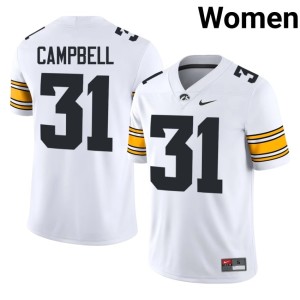 White UIowa #31 Jack Campbell Embroidery Women's College Football Jerseys 954350-576