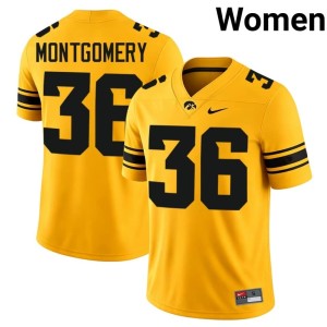 Gold College Football Player Jayden Montgomery #36 Iowa Hawkeyes Women Jerseys 940117-926