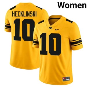 Gold #10 Jeremy Hecklinski Alumni Iowa Women's College Football Jersey 709685-198