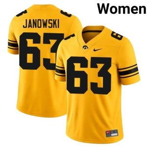 Gold University Women College Football Josh Janowski #63 University of Iowa Jersey 597596-367