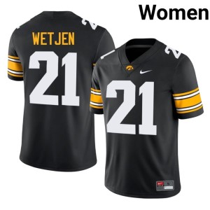 Black Stitched Kaden Wetjen #21 University of Iowa College Football Women's Jersey 213690-766