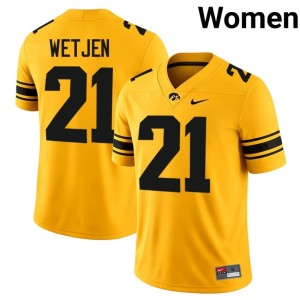 Gold Women's College Football UIowa University #21 Kaden Wetjen Jersey 293138-106