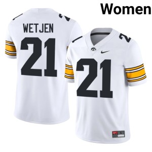 White Kaden Wetjen Stitched IOWA #21 College Football Women Jersey 833662-935