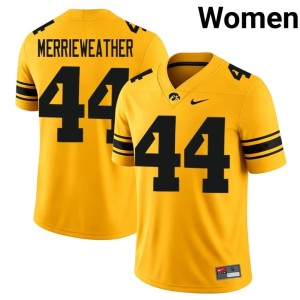 Gold #44 NCAA Kenneth Merrieweather Womens College Football University of Iowa Jerseys 407699-677