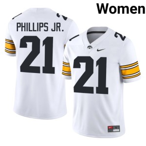 White L.J. Phillips Jr. UIowa Stitched Womens #21 College Football Jerseys 810633-875