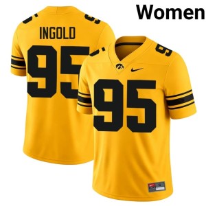 Gold College Football #95 Women Lance Ingold University of Iowa Stitched Jersey 841744-866
